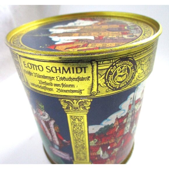 VTG E.Otto Schmidt Nurnberg Round Biscuit Tin Lebkuchen Und Honig Germany -Empty - Picture 6 of 13